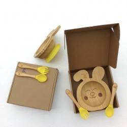 BUBBAS Bamboo Weaning Bowl Set, Rabbit BUBBAS Bamboo Weaning Bowl Set, Rabbit