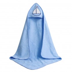 Terry Cotton Hooded Towel, Blue Terry Cotton Hooded Towel, Blue
