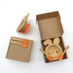 BUBBAS Bamboo Weaning Bowl Set, Rabbit BUBBAS Bamboo Weaning Bowl Set, Rabbit