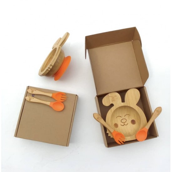 BUBBAS Bamboo Weaning Bowl Set, Rabbit BUBBAS Bamboo Weaning Bowl Set, Rabbit