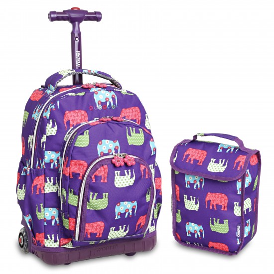 J World 16inch Lollipop Rolling Backpack with Lunch Bag- Elephant J World 16inch Lollipop Rolling Backpack with Lunch Bag- Elephant