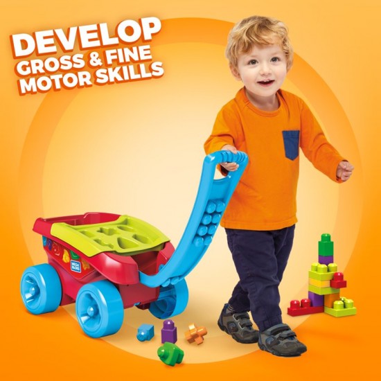 Mega Bloks First Builders Shape Sorting Wagon with Big Building Blocks, Building Toys for Toddlers (25 Pieces)