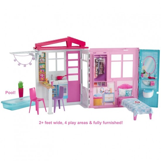 Barbie Estate Fully Furnished Close & Go House with Themed Accessories