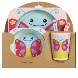 BUBBAS Bamboo 5pc Dinnerware Set, Butterfly BUBBAS Bamboo 5pc Dinnerware Set, Butterfly