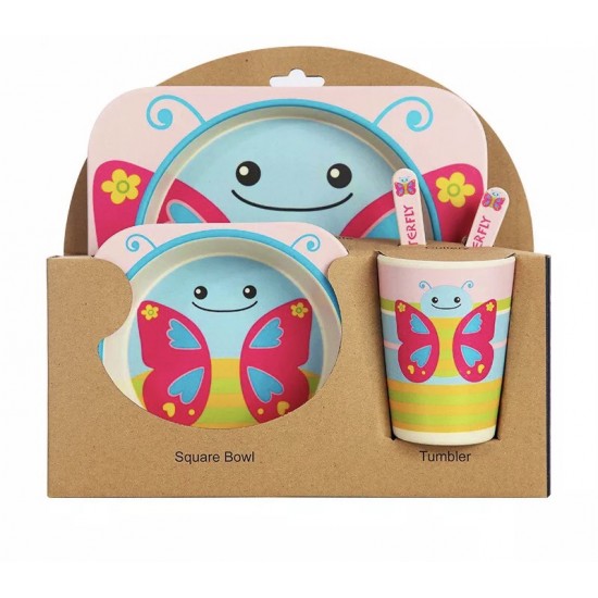 BUBBAS Bamboo 5pc Dinnerware Set, Butterfly