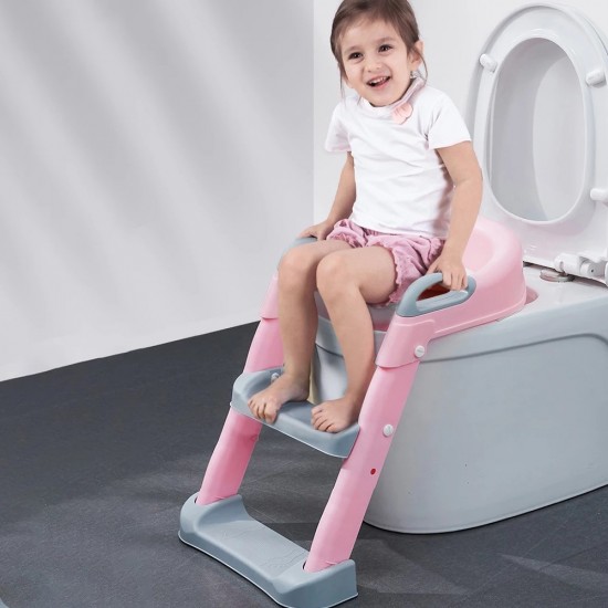 BUBBAS Potty Training Toilet Seat with Step Ladder, Pink