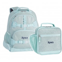 Mackenzie 15inch Aqua Sparkle Glitter Backpack and Lunch Bag Set Mackenzie 15inch Aqua Sparkle Glitter Backpack and Lunch Bag Set