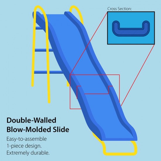 Palm View Metal Swing Set with 5ft Wave Slide and Padded Legs