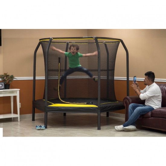 JumpKing 7.5' Trampoline, with Enclosure, Black/Yellow