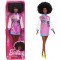 Barbie Fashionistas Doll, Brunette Afro & Blue Lips Wearing Graphic Coat Dress