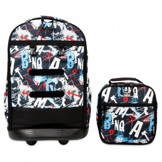 J World 18inch Duo Rolling Backpack And Lunch Kit, Graffiti
