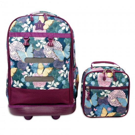 J World 18inch Duo Rolling Backpack And Lunch Kit, Secret Garden