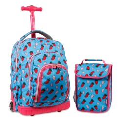 J World 16inch Lollipop Rolling Backpack with Lunch Bag- Strawberry J World 16inch Lollipop Rolling Backpack with Lunch Bag- Strawberry