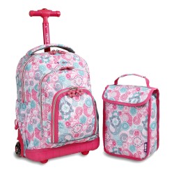 J World 16inch Lollipop Rolling Backpack with Lunch Bag- Blue Raspberry J World 16inch Lollipop Rolling Backpack with Lunch Bag- Blue Raspberry