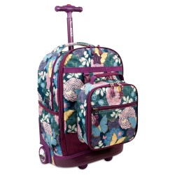 J World 18inch Duo Rolling Backpack And Lunch Kit, Secret Garden J World 18inch Duo Rolling Backpack And Lunch Kit, Secret Garden