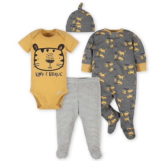 Gerber 4-Piece Tiger Take Me Home Sleepsuit Set