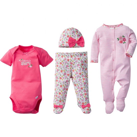Gerber 4-Piece Girls Floral Take-Me-Home Set