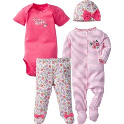 Gerber 4-Piece Girls Floral Take-Me-Home Set