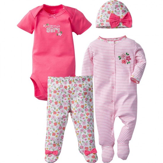 Gerber 4-Piece Girls Floral Take-Me-Home Set