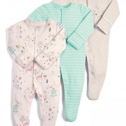 Mamas and Papas Impression Sleepsuit, 3 Pack Mamas and Papas Impression Sleepsuit, 3 Pack