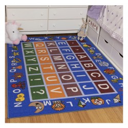 Ottomanson Jenny Light Blue Frame Educational Alphabet Non-Slip Area Rugs For Kids Ottomanson Jenny Light Blue Frame Educational Alphabet Non-Slip Area Rugs For Kids