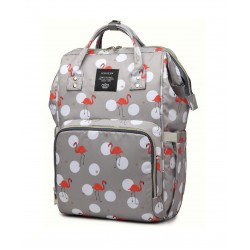 LeQueen Waterproof Impression Backpack Diaper Bag, Grey