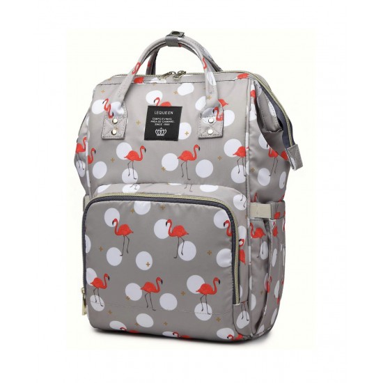 LeQueen Waterproof Impression Backpack Diaper Bag, Grey LeQueen Waterproof Impression Backpack Diaper Bag, Grey