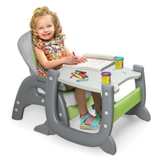 Badger Basket Envee II High Chair Playtable Conversion, Green/Gray