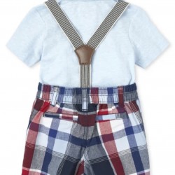 Place Baby Boys Polo Bodysuit And Plaid Shorts Set
