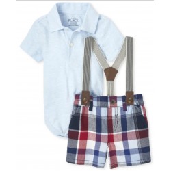 Place Baby Boys Polo Bodysuit And Plaid Shorts Set Place Baby Boys Polo Bodysuit And Plaid Shorts Set