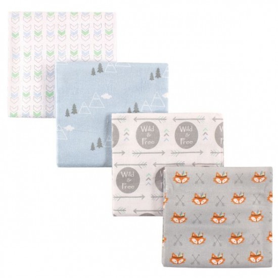 Luvable Friends 4 Pack Receiving Blanket, Fox Luvable Friends 4 Pack Receiving Blanket, Fox