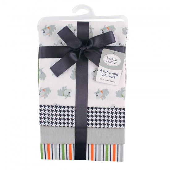Luvable Friends 4 Pack Receiving Blanket, Dog Luvable Friends 4 Pack Receiving Blanket, Dog