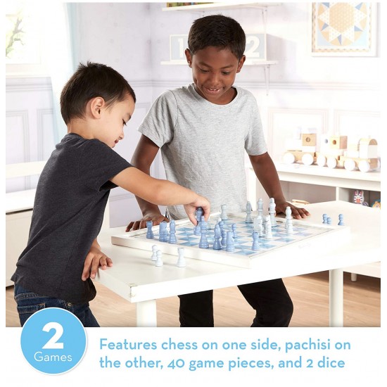 Melissa and Doug Wooden Chess and Pachisi