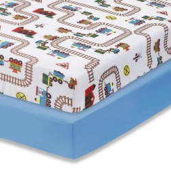 Everyday Kids 2 Pack  Cotton Crib Sheets, Train Everyday Kids 2 Pack  Cotton Crib Sheets, Train