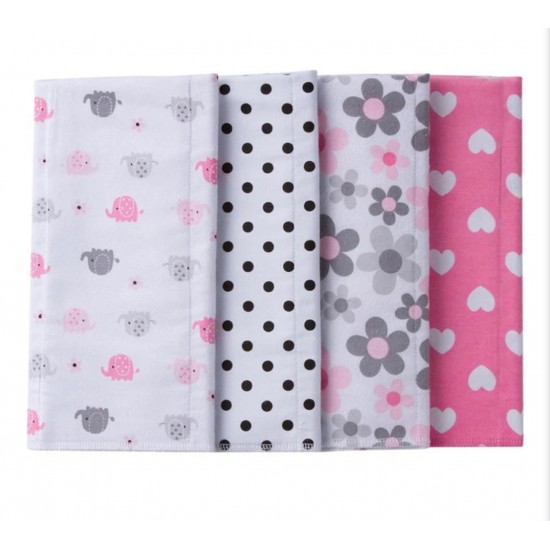 Gerber 4-Pack Girls Elephant Flannel Burpcloths