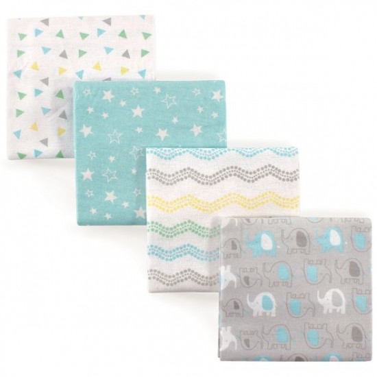 Luvable Friends 4 Pack Receiving Blanket, Elephant Luvable Friends 4 Pack Receiving Blanket, Elephant