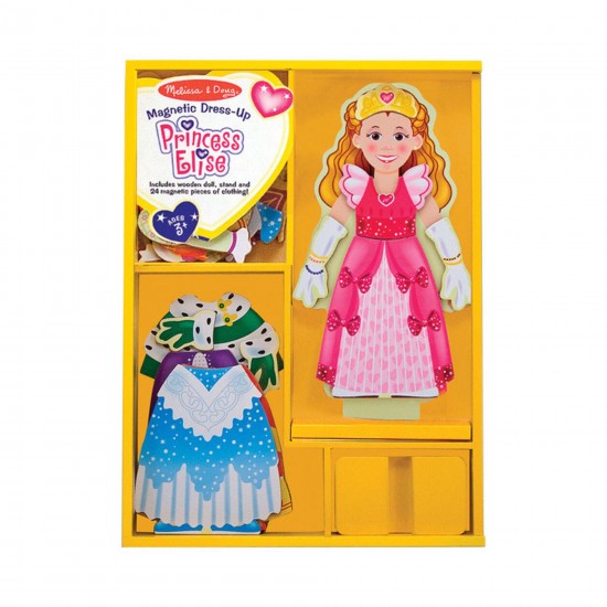 Melissa and Doug Princess Elise Magnetic Wooden Dress-Up Doll Play Set (24 pcs)