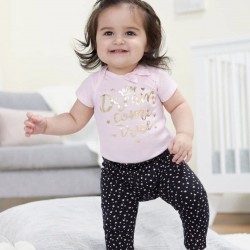 Gerber Organic 2-Pack Baby Girls Princess Slim Pants, 0-3months Gerber Organic 2-Pack Baby Girls Princess Slim Pants, 0-3months