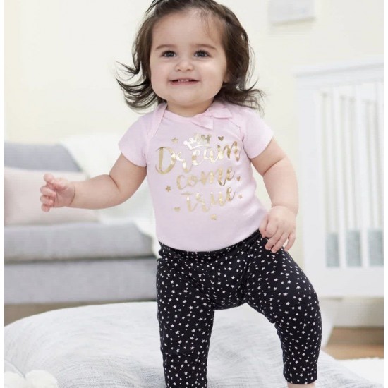 Gerber Organic 2-Pack Baby Girls Princess Slim Pants