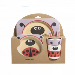 BUBBAS Bamboo 5pc Dinnerware Set, Ladybug BUBBAS Bamboo 5pc Dinnerware Set, Ladybug