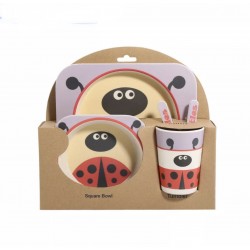 BUBBAS Bamboo 5pc Dinnerware Set, Ladybug
