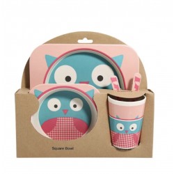 BUBBAS Bamboo 5pc Dinnerware Set, Owl BUBBAS Bamboo 5pc Dinnerware Set, Owl