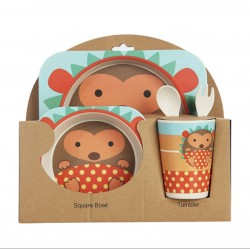 BUBBAS Bamboo 5pc Dinnerware Set, Hedgehog