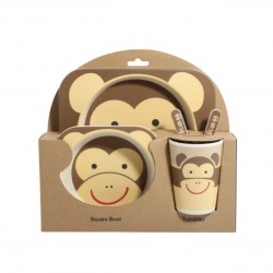 BUBBAS Bamboo 5pc Dinnerware Set, Monkey BUBBAS Bamboo 5pc Dinnerware Set, Monkey