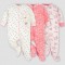 Gerber Baby Girls' 3pk Ballerina Zip-Front Sleepsuit 