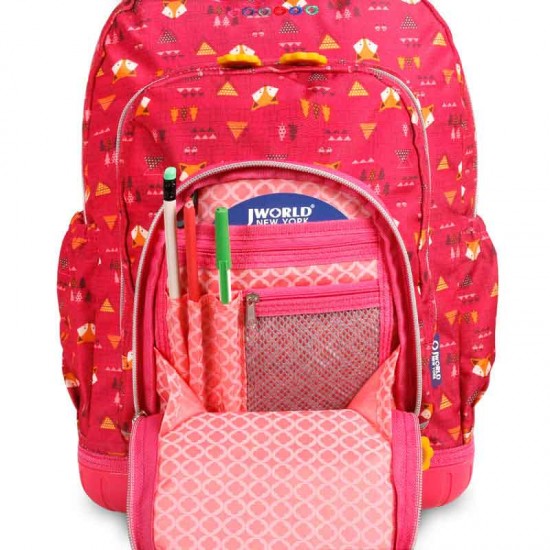 J World 16inch Lollipop Rolling Backpack with Lunch Bag- Fox J World 16inch Lollipop Rolling Backpack with Lunch Bag- Fox