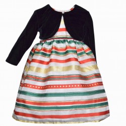 Baby Girl Impression Blueberi Boulevard Taffeta Dress and Velvet Bolero Set