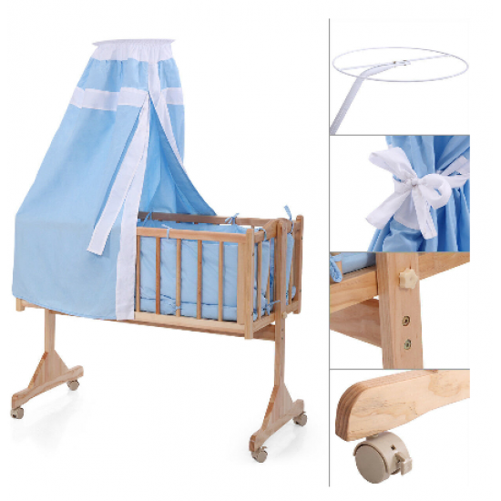 Grandolia Wooden Baby Cradle and Rocking Bassinet