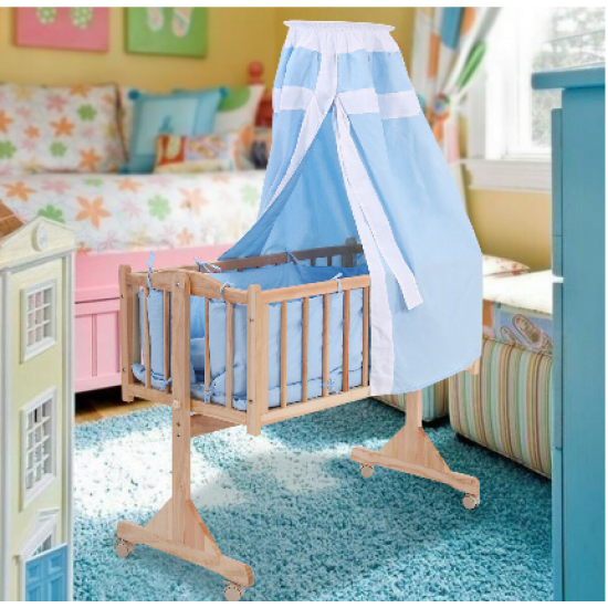 Grandolia Wooden Baby Cradle and Rocking Bassinet