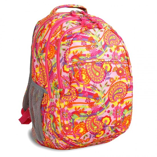 J World 19inches Cornelia Backpack, Pink Paisley